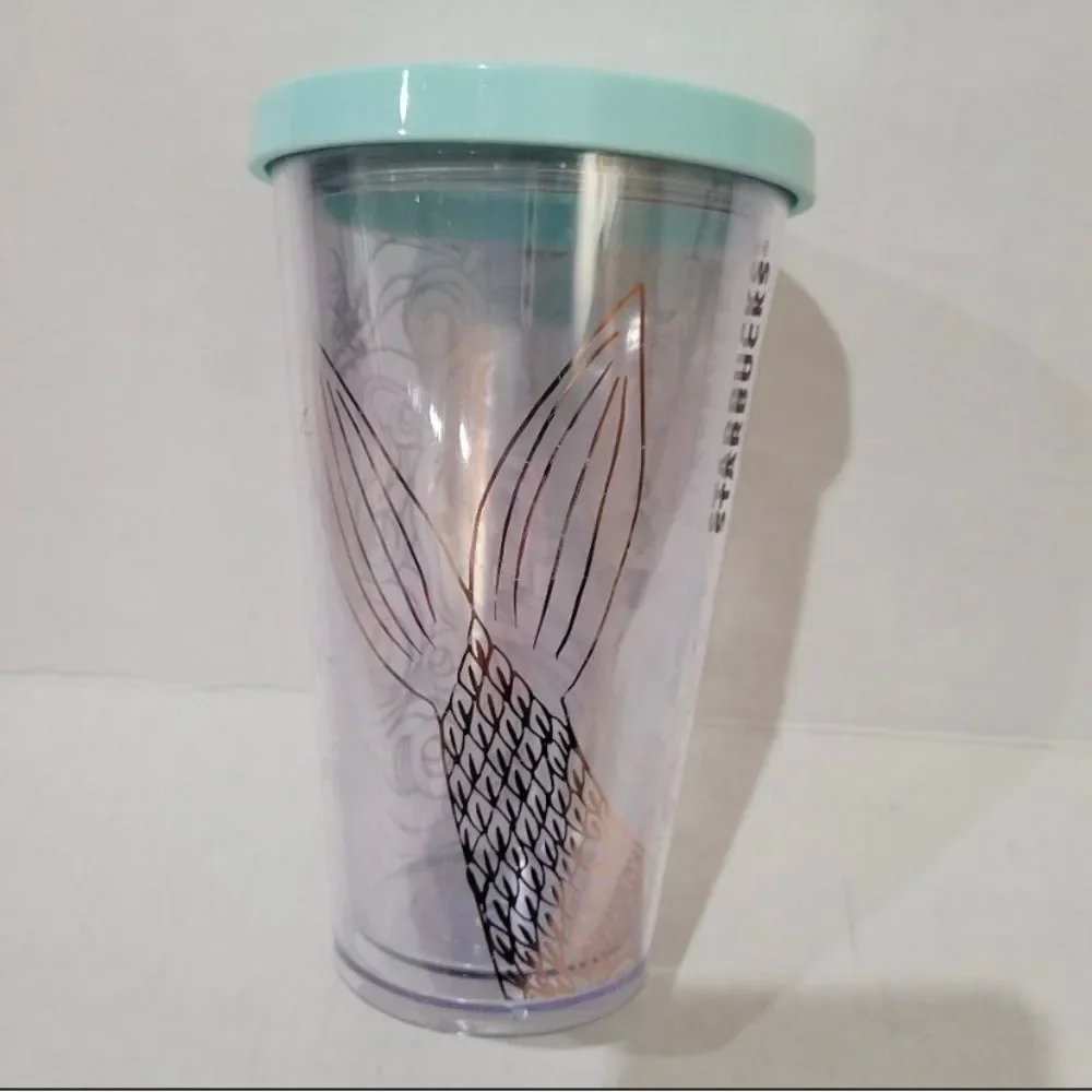 RARE STARBUCKS 2018 Holiday Rose Gold Mermaid Clear Cup Tumbler 16 oz. Brand new